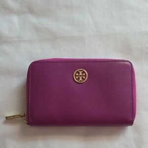 Tory Burch Fuchsia Wallet with Gold Accents